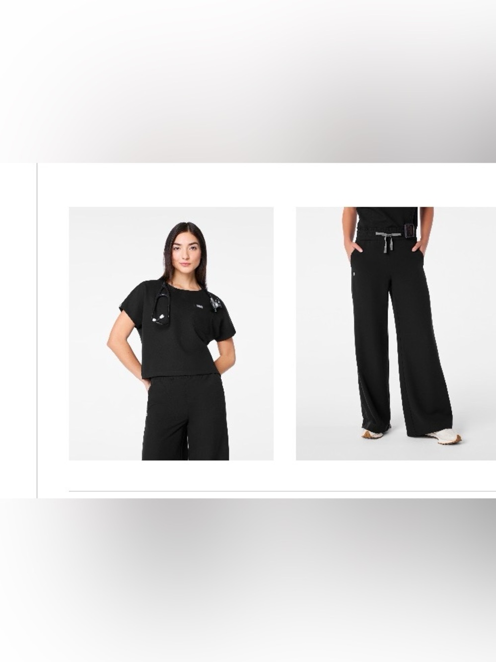 FIGS NWOT Black wide leg scrub and crop scrub top Large/tall - Picture 2 of 3